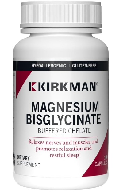 Kirkman Buffered Magnesium Bisglycinate Bio Max Series Hypoallergenic 180 Vegetarian Capsules Gluten Free Casein Free