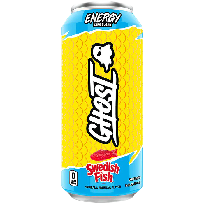 GHOST Energy Drink- Zero Sugar - SWEDISH FISH (12 Drinks, 16 Fl Oz. Each)