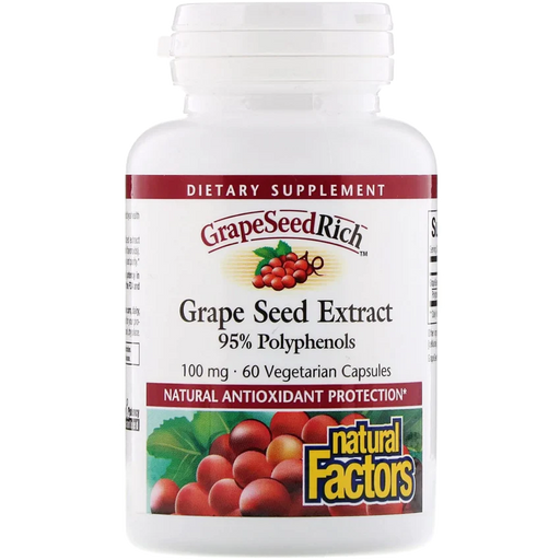 GrapeSeedRich Grape Seed Extract - 95% Polyphenols - 100 MG (60 Vegetarian Capsules)