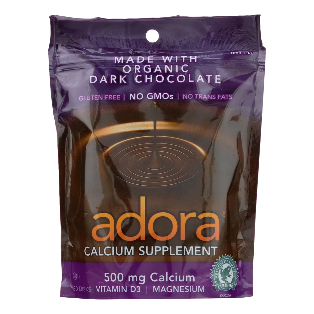 Adora Calcium Supplement - Made with Dark Chocolate - 500 MG (30 Pieces)