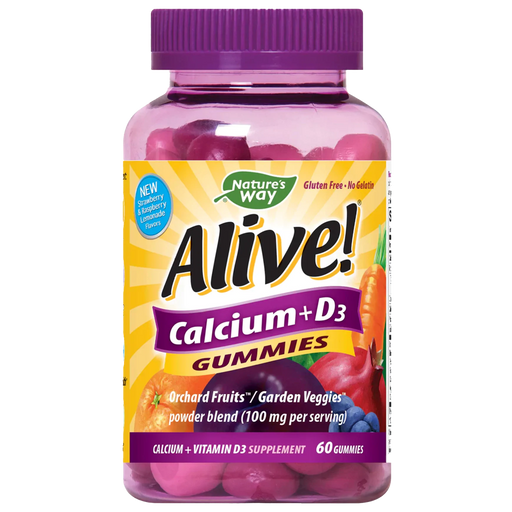 Alive! Calcium Gummies + Vitamin D3 - Fruit & Vegetable Blend (60 Gummies)