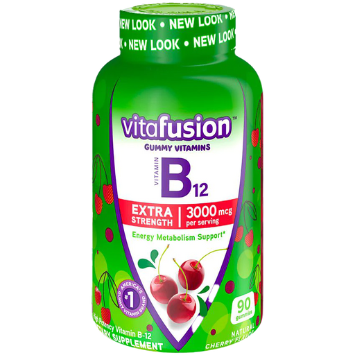 Vitamin B-12 Gummy - Extra Strength Energy Metabolism Support - 3,000 MCG - Cherry (90 Gummies)