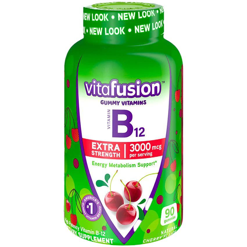 Vitamin B-12 Gummy - Extra Strength Energy Metabolism Support - 3,000 MCG - Cherry (90 Gummies)