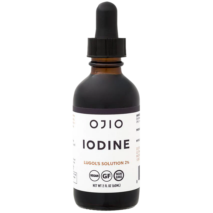 Ojio Iodine for Thyroid Support - Lugol's Solution 2% - Applied Topically (2 Fluid Ounces)