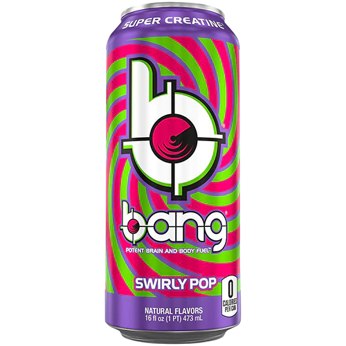 Bang Energy Drink with Ultra CoQ10 & Creatine - Swirly Pop (12 Drinks, 16 Fl. Oz. Each)