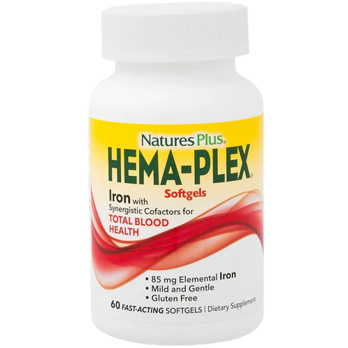 Hema-Plex Iron with 85 MG of Elemental Iron - Total Blood Health (60 Softgels)