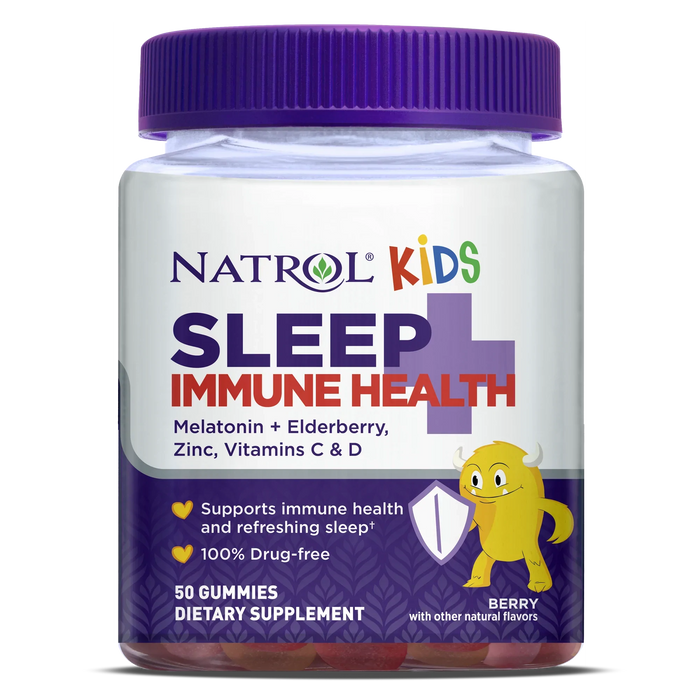 Kid's Sleep+ Immune Health Gummies - Elderberry, Zinc and Vitamins C & D - Berry (50 Gummies)