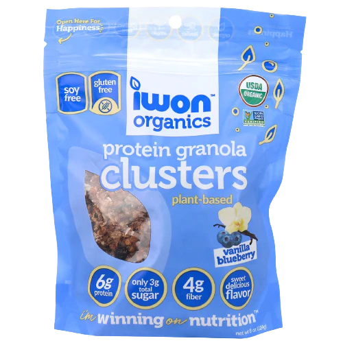 Organic Plant-Based Protein Granola Clusters - Vanilla Blueberry (8 Oz.)