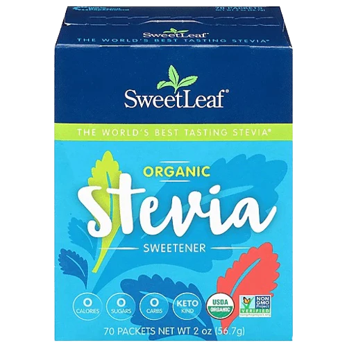 Sweet Leaf Organic Stevia Sweetener - Zero Calorie (70 Packets)