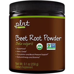 Organic Beet Root Powder with Nitric Oxide - Natural Energy & Healthy Blood Pressure (9.1 oz./60 Servings)