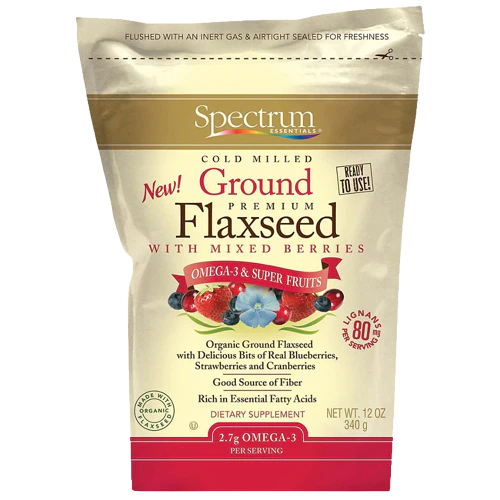 Organic Ground Premium Flaxseed with Mixed Berries - Omega-3 & Super Fruits (12 Ounces)