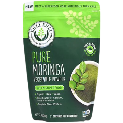 Organic Pure Moringa Vegetable Powder - Calcium, Iron & Vitamin A (7.4 oz / 21 Servings)