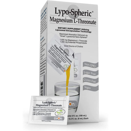 Lypo–Spheric Magnesium L–Threonate – 30 Packets – 1,000 mg