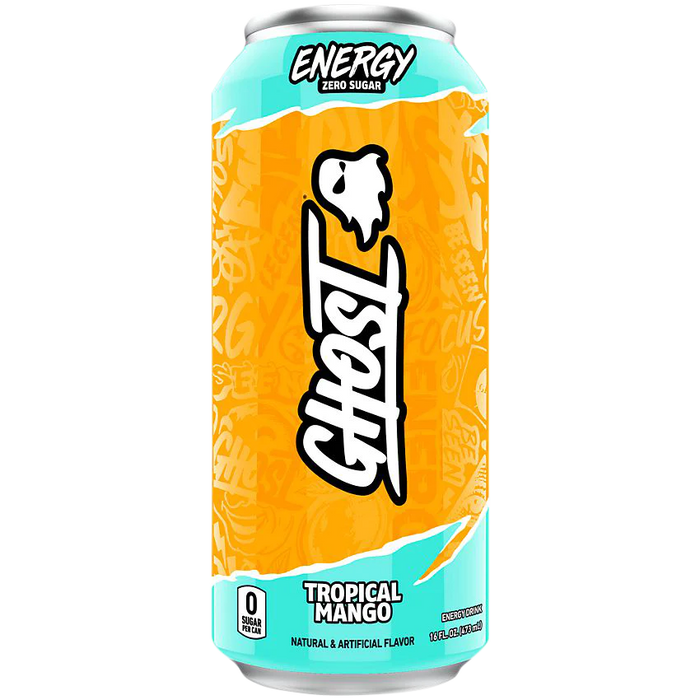 GHOST Energy Drink - Zero Sugar - Tropical Mango (12 Drinks, 16 Fl Oz. Each)