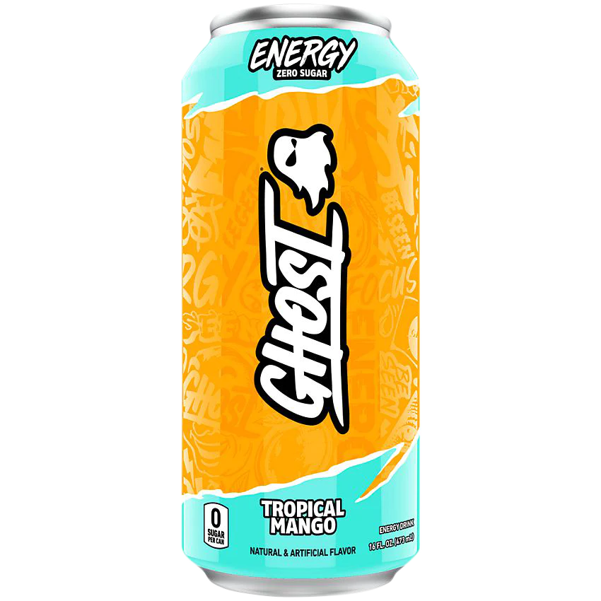 GHOST Energy Drink - Zero Sugar - Tropical Mango (12 Drinks, 16 Fl Oz. Each)