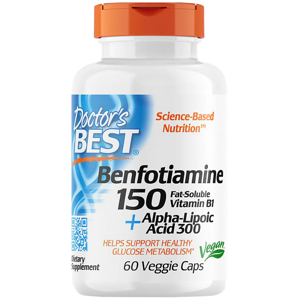 Benfotiamine 150 + Alpha Lipoic Acid 300 - Vegan (60 Vegetarian Capsules)