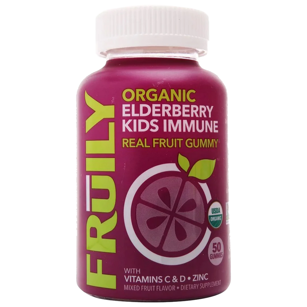 Organic Elderberry Kids Immune Gummy - Made With Vitamin C, Vitamin D & Zinc - Mixed Fruit (50 Gummies)