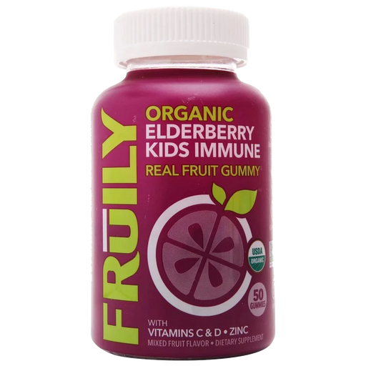 Organic Elderberry Kids Immune Gummy - Made With Vitamin C, Vitamin D & Zinc - Mixed Fruit (50 Gummies)