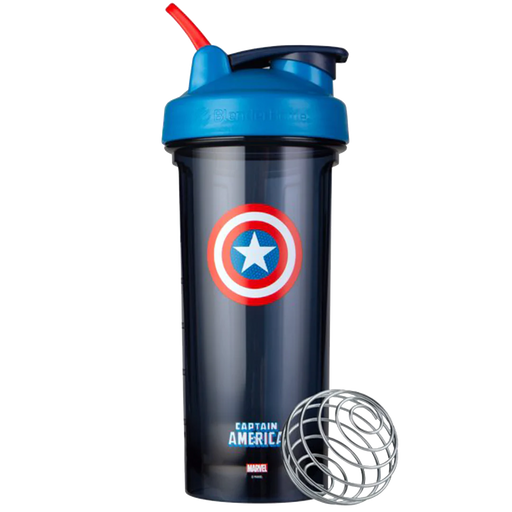 Pro28 Series Shaker Bottle with Wire Whisk BlenderBall Clear - Marvel Captain America (28 Fl. Oz. Capacity)