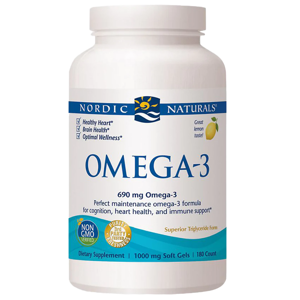 Omega-3 Softgels for Cognition, Heart Health & Immune Support - 690 MG - Lemon (180 Softgels)