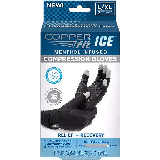 Menthol Infused Compression Gloves Supports Arthritis Pain and Joint Swelling (S/M)