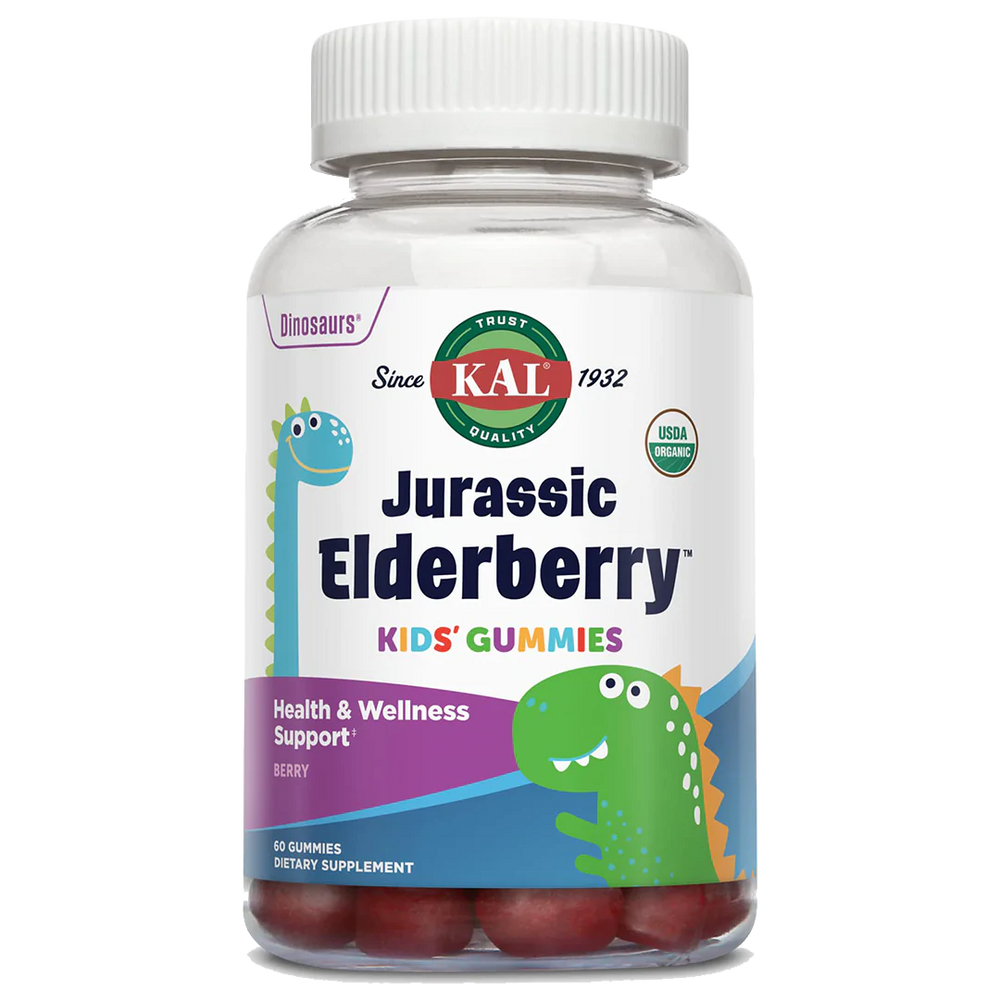 Organic Jurassic Elderberry Kids' Gummies - Immune System Support - Berry (60 Gummies)