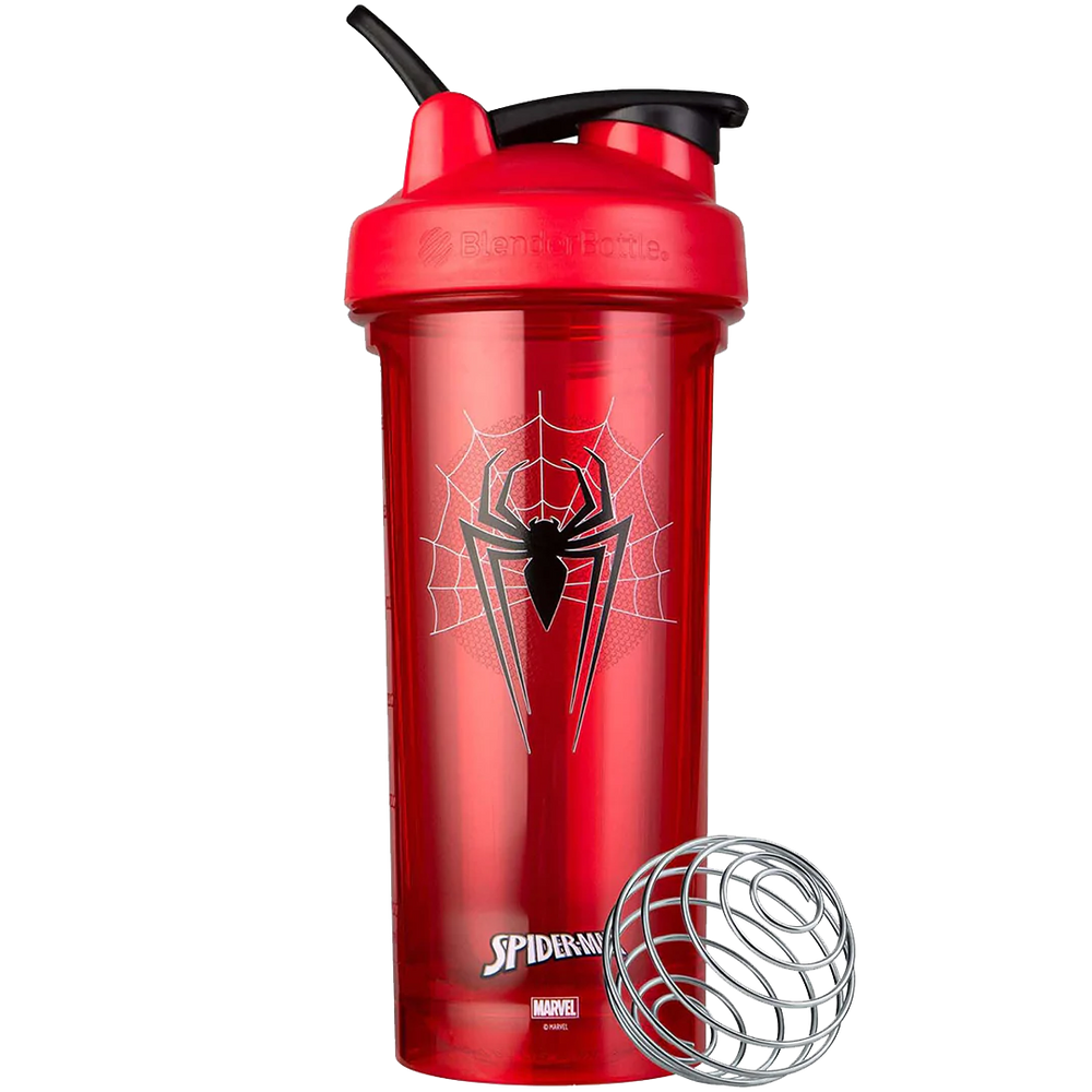 Pro28 Series Shaker Bottle with Wire Whisk BlenderBall Clear - Marvel Spiderman (28 Fl. Oz. Capacity)