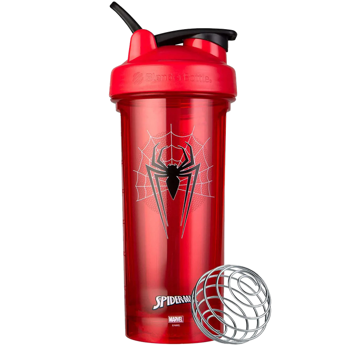 Pro28 Series Shaker Bottle with Wire Whisk BlenderBall Clear - Marvel Spiderman (28 Fl. Oz. Capacity)